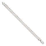 925 White Gold 7.5 mm Curb Chain Bracelet, Polished