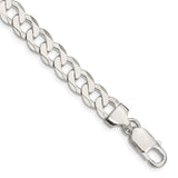 925 White Gold 7.5 mm Curb Chain Bracelet, Polished shown for scale