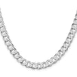925 White Gold 7.5 mm Curb Chain Necklace, Polished