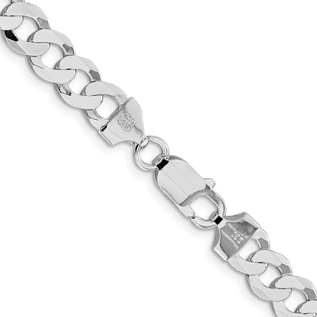 925 White Gold 7.5 mm Curb Chain Necklace, Polished alternate angle