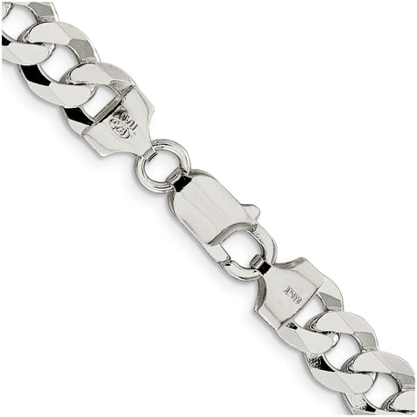 925 White Gold 8.5 mm Curb Chain Necklace, Polished alternate angle
