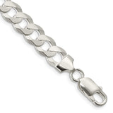925 White Gold 8.5 mm Curb Chain Anklet, Polished shown for scale