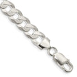 925 White Gold 8.5 mm Curb Chain Bracelet, Polished shown for scale