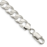 925 White Gold 8.5 mm Curb Chain Bracelet, Polished shown for scale