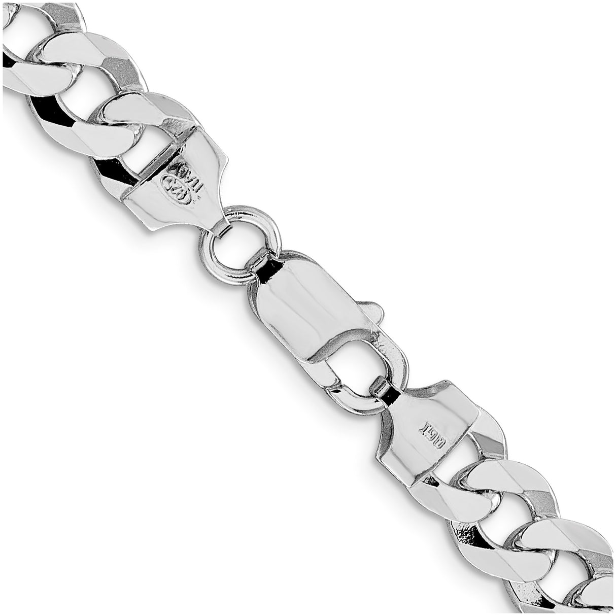 925 White Gold 8.5 mm Curb Chain Necklace, Polished alternate angle