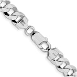 925 White Gold 8.5 mm Curb Chain Necklace, Polished alternate angle