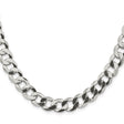 925 White Gold 9.75 mm Curb Chain Necklace, Polished