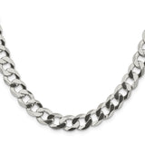 925 White Gold 9.75 mm Curb Chain Necklace, Polished