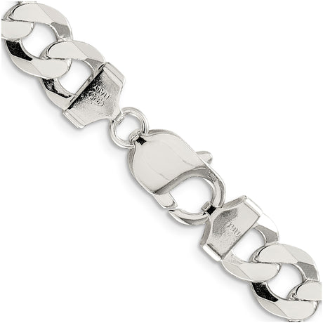 925 White Gold 9.75 mm Curb Chain Necklace, Polished alternate angle