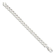 925 White Gold 9.75 mm Curb Chain Anklet, Polished