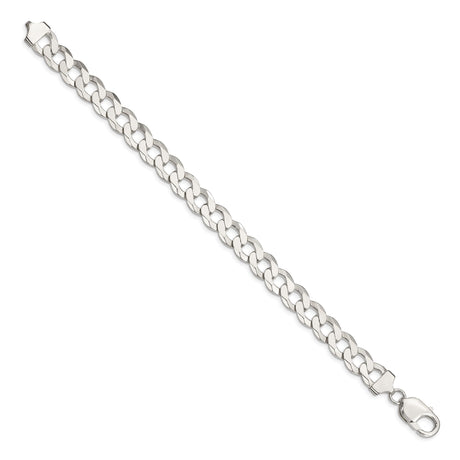 925 White Gold 9.75 mm Curb Chain Anklet, Polished