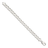 925 White Gold 9.75 mm Curb Chain Bracelet, Polished