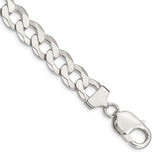 925 White Gold 9.75 mm Curb Chain Bracelet, Polished shown for scale