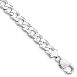 925 White Gold 9.75 mm Curb Chain Anklet, Polished shown for scale