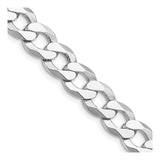 925 White Gold 9.75 mm Curb Chain Necklace, Polished detail view