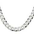 925 White Gold 11.75 mm Curb Chain Necklace, Polished
