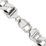 925 White Gold 11.75 mm Curb Chain Necklace, Polished alternate angle