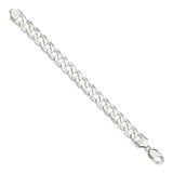 925 White Gold 11.75 mm Curb Chain Bracelet, Polished