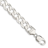 925 White Gold 11.75 mm Curb Chain Bracelet, Polished shown for scale