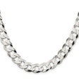 925 White Gold 11.75 mm Curb Chain Necklace, Polished