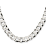 925 White Gold 11.75 mm Curb Chain Necklace, Polished