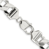 925 White Gold 11.75 mm Curb Chain Necklace, Polished alternate angle