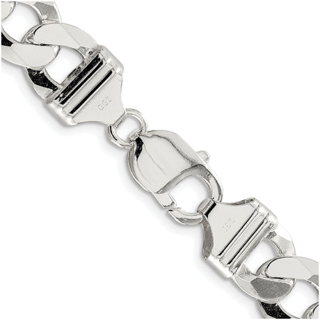925 White Gold 11.75 mm Curb Chain Necklace, Polished alternate angle