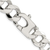 925 White Gold 14 mm Curb Chain Necklace, Polished alternate angle