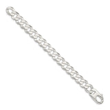 925 White Gold 14 mm Curb Chain Anklet, Polished