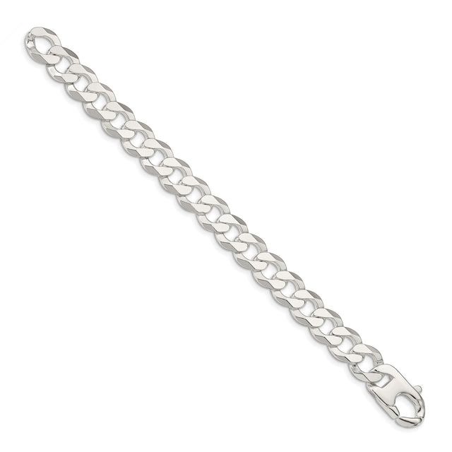 925 White Gold 14 mm Curb Chain Anklet, Polished