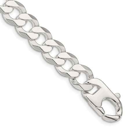 925 White Gold 14 mm Curb Chain Anklet, Polished alternate angle