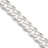 925 White Gold 14 mm Curb Chain Necklace, Polished detail view
