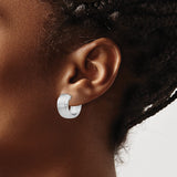 Sterling Silver Mens Hoop Earrings with Brushed Satin Center and Polished Edges
