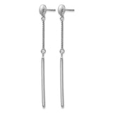 Sterling Silver Long Bar Drop Earrings with Delicate Chain Links and Polished Finish