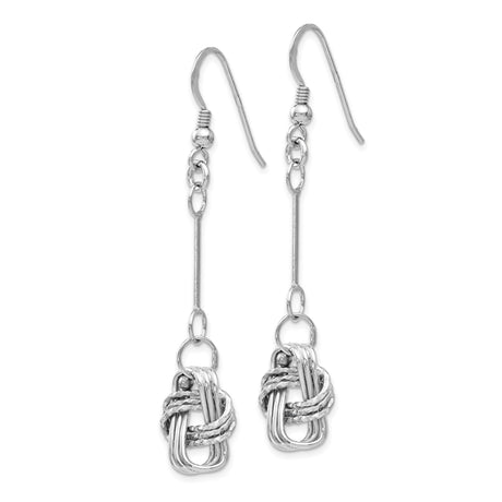Sterling Silver Dangle Earrings with Love Knot Woven Design for Women