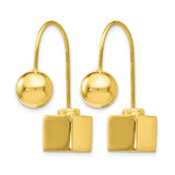Sterling Silver Drop Earrings with Polished Sphere and Cube, Modern Minimalist Design for Women