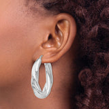 Sterling Silver Twisted Hoop Earrings with Braided Bold Design, Polished Medium-Large Hoops