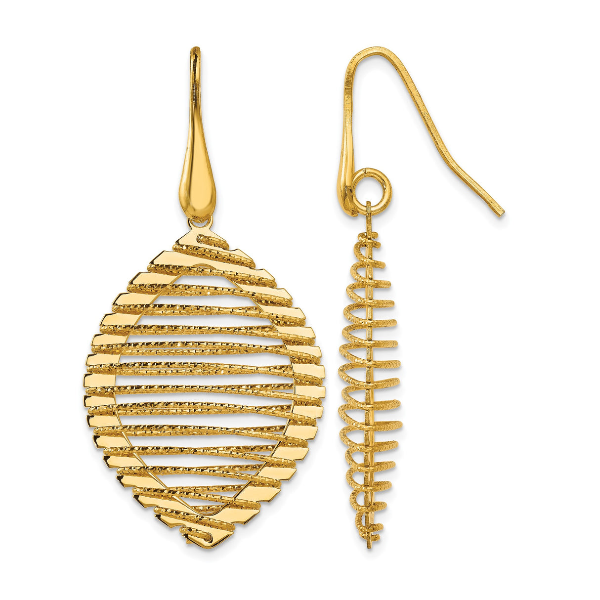 Sterling Silver Drop Earrings with Spiral and Oval Openwork Design for Women