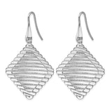 Sterling Silver Asymmetrical Dangle Earrings with Geometric Drop and Fern Motif