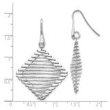 Sterling Silver Asymmetrical Dangle Earrings with Geometric Drop and Fern Motif