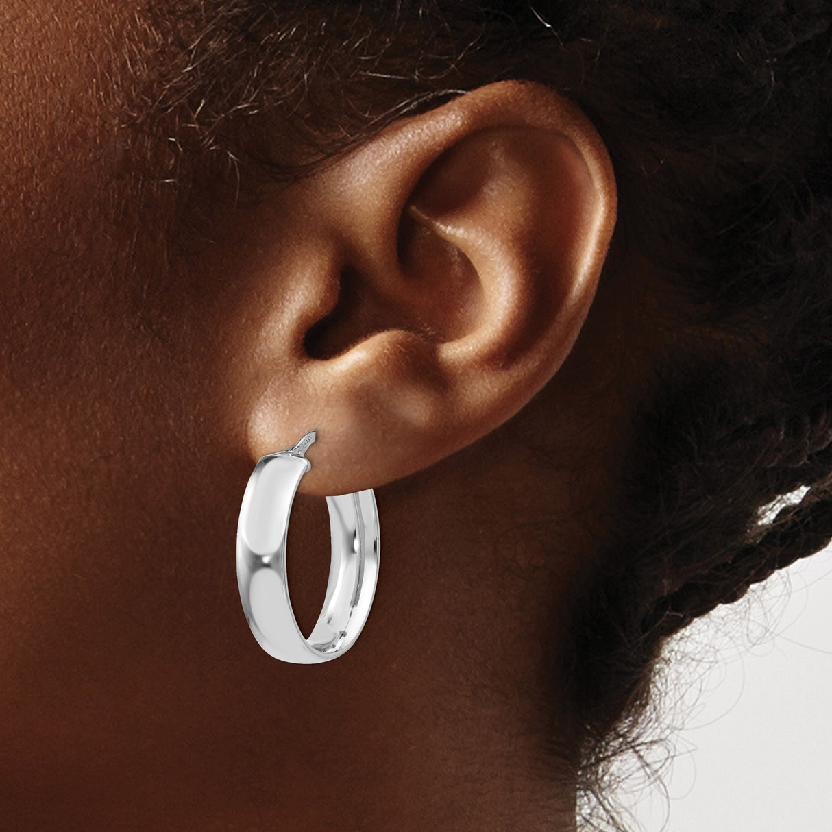 Sterling Silver Oval Hoop Earrings, High-Polish Classic Minimalist Design for Women
