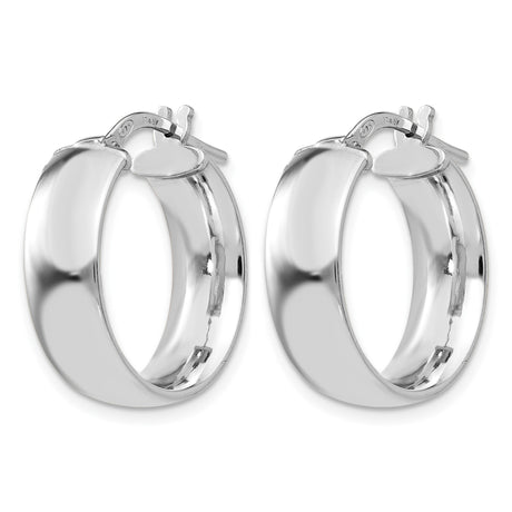 Sterling Silver Hoop Earrings, Smooth Polished Finish, Medium Round Lightweight Style for Women
