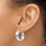 Sterling Silver Hoop Earrings, Smooth Polished Finish, Medium Round Lightweight Style for Women