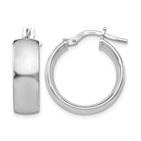 Sterling Silver Hoop Earrings, Smooth Polished Finish, Medium Round Lightweight Style for Women