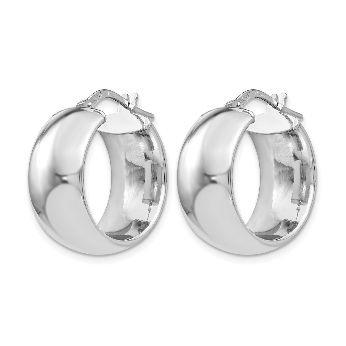 Sterling Silver Hoop Earrings, Classic Wide Band, High Polish Minimalist Style