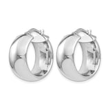 Sterling Silver Hoop Earrings, Classic Wide Band, High Polish Minimalist Style