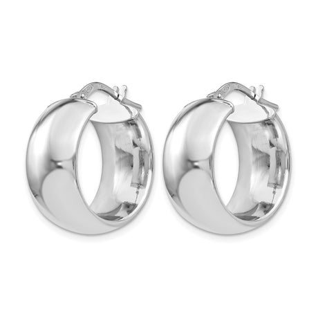 Sterling Silver Hoop Earrings, Classic Wide Band, High Polish Minimalist Style