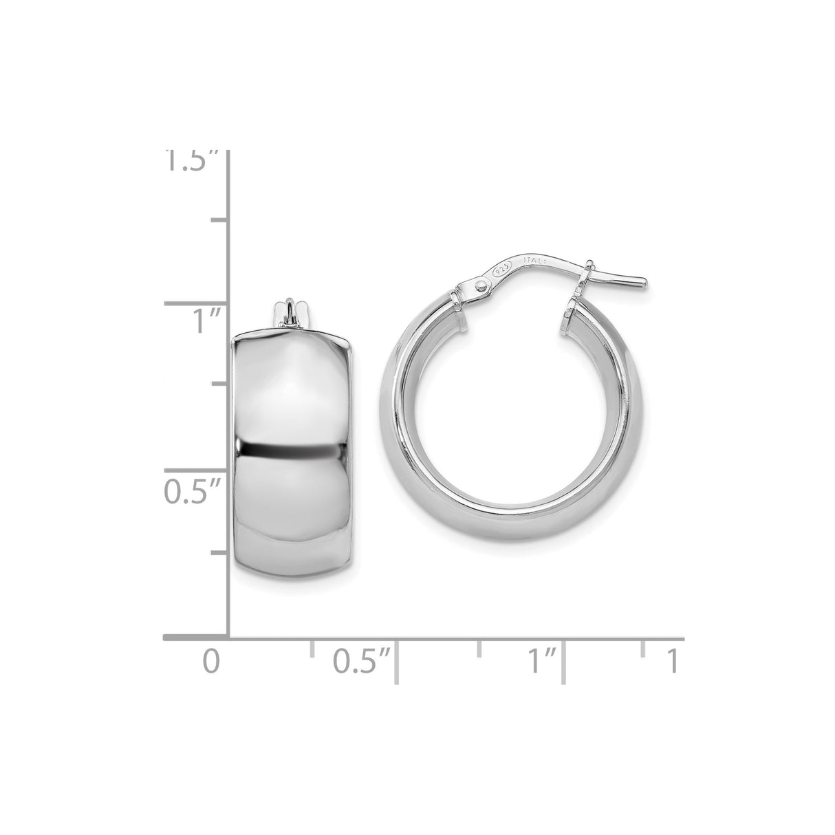 Sterling Silver Hoop Earrings, Classic Wide Band, High Polish Minimalist Style