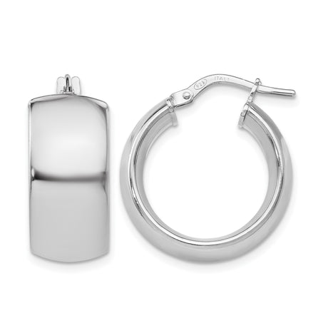 Sterling Silver Hoop Earrings, Classic Wide Band, High Polish Minimalist Style