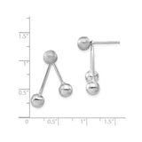 Sterling Silver Geometric Drop Earrings with Brushed and Polished Ball Ends, Modern Minimalist Design